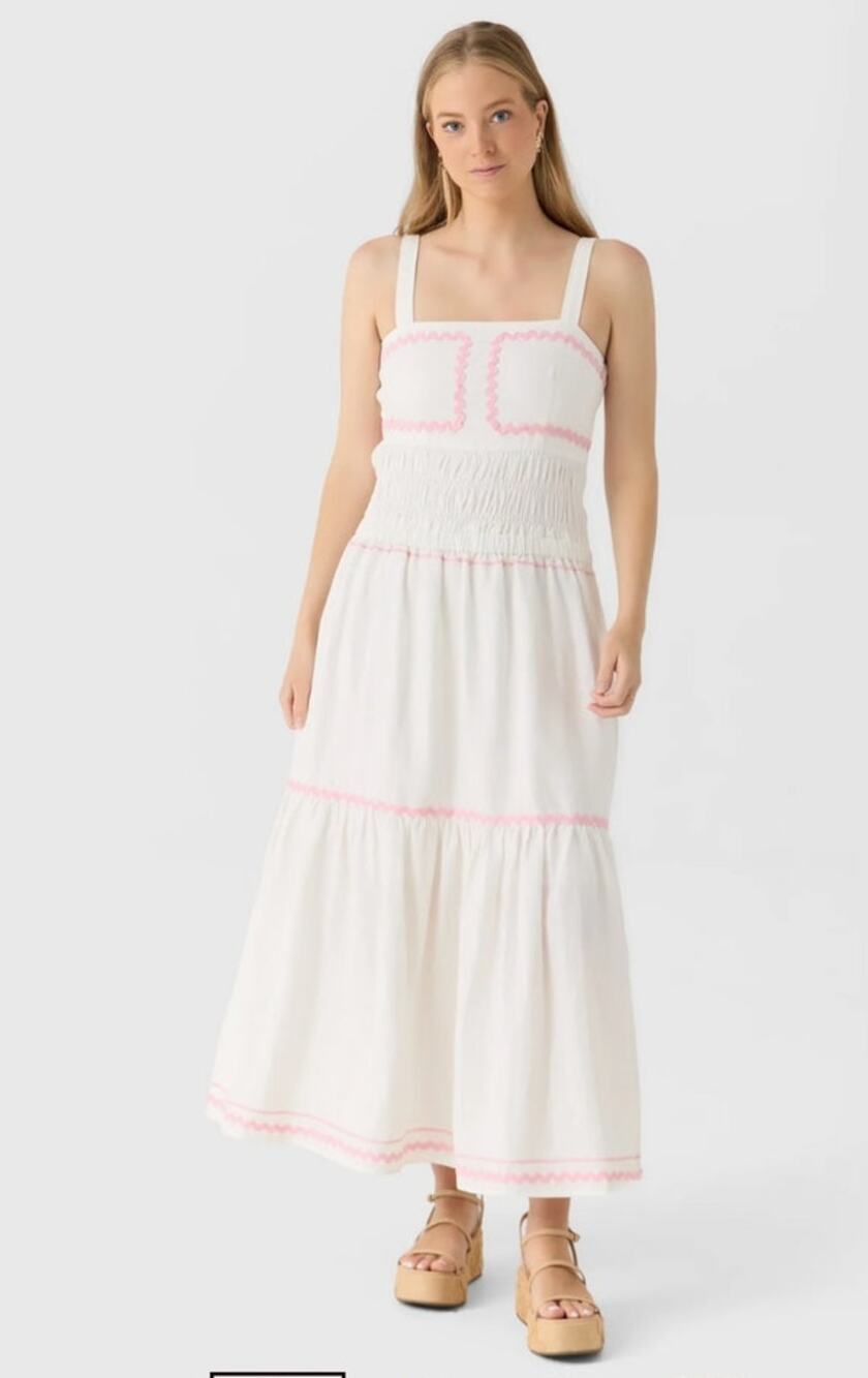 Eche Women's White and Pink Ric Rac Dress - XS